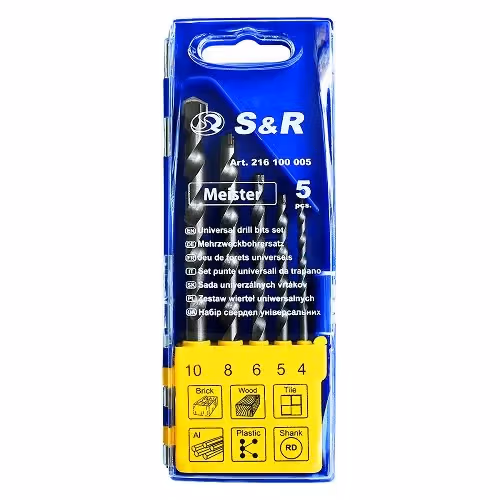 Набір свердел універсальних S & R 5 шт. 216100005 фото