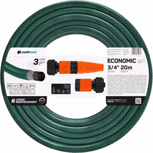 Набір для поливу Cellfast ECONOMIC 3/4" 20м + набір фітингів BASIC 10-102 фото
