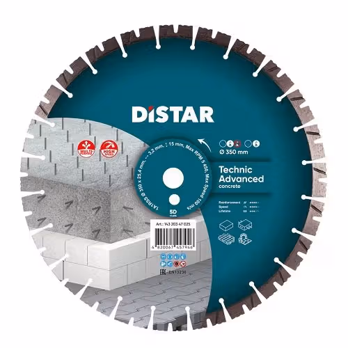 Круг алмазний відрізний Distar Technic Advanced 1A1RSS 350 мм бетон 14320347025 фото