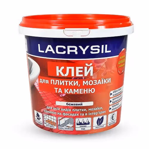Клей монтажний акриловий Lacrysil «Для плитки, мозаїки і каменю» 1,5 кг 172223 фото