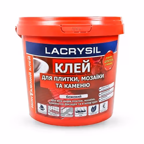 Клей монтажний акриловий Lacrysil «Для плитки, мозаїки і каменю» 3 кг 172230 фото