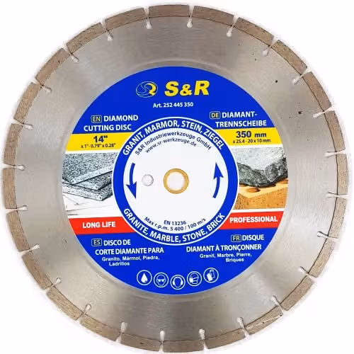 Диск алмазний S&R Meister 350x3x25,4 segment камінь 252445350 фото
