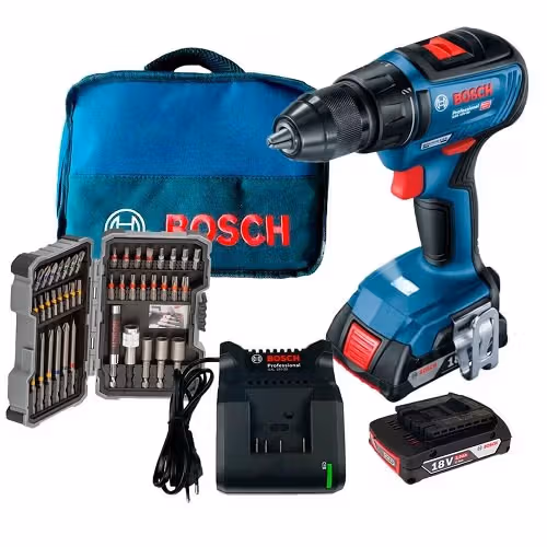 Шуруповерт акумуляторний Bosch GSR 18V-50 + набір приладдя Bosch 06019H5004 фото