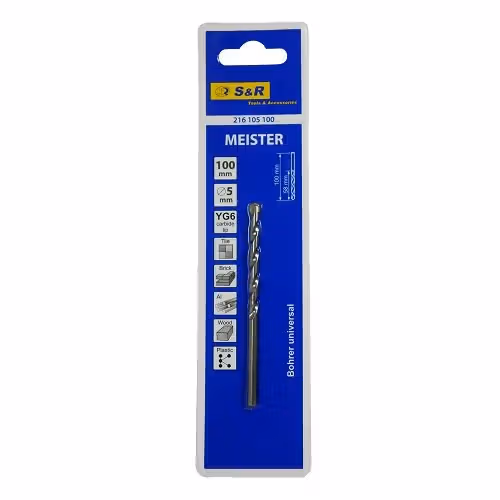 Свердло універсальне S & R Meister 5x100 мм 216105100 фото