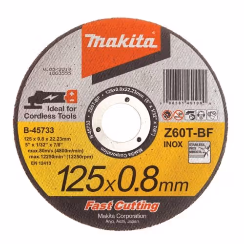 Круг абразивний відрізний Makita 125x0.8 мм по нержавійці B-45733 фото