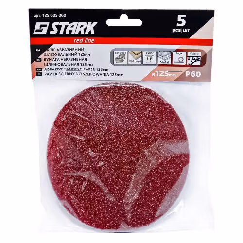 Папір шліфувальний Stark D125 мм з. 60 5 шт. 125005060 фото