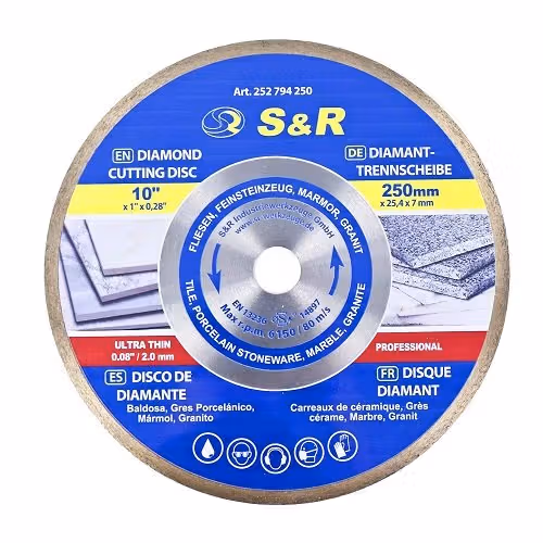 Диск алмазний S&R CORONA 250 x 1,6 х 25,4 керамограніт 252794250 фото
