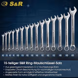 Набір ключів комбінованих гайкових S&R 15 шт 6-22 мм 670700015 фото