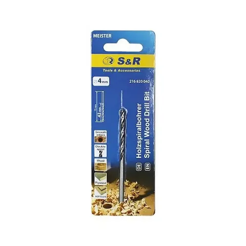 Сверло по дереву S&R спиральное 4 х 75 мм