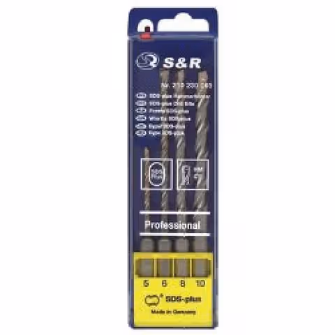 Набір бурів по бетону S & R SDS-4plus в пластиковому боксі 4 шт