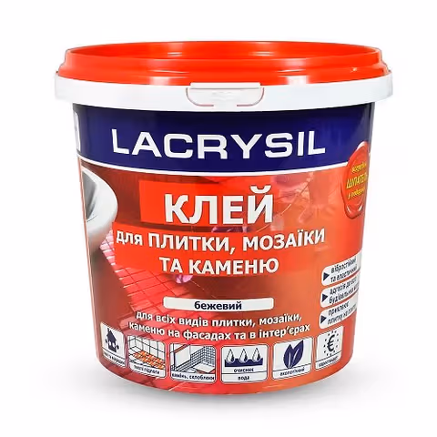 Клей монтажний акриловий Lacrysil «Для плитки, мозаїки і каменю» 1,5 кг