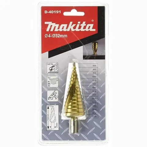 Сверло ступенчатое Makita HSS-TiN 4-32х80 мм