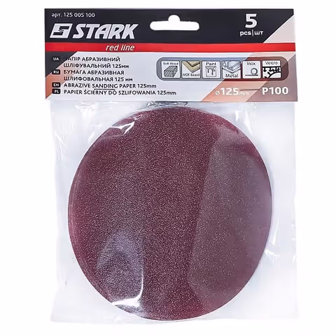 Бумага шлифовальная Stark D125 мм з. 100 5 шт.