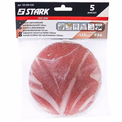 Бумага шлифовальная Stark D125 мм з. 36  5 шт.