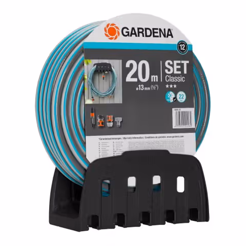 Шланг Gardena Classic 13 мм 1/2" 20 м + комплект для поливу та кронштейн