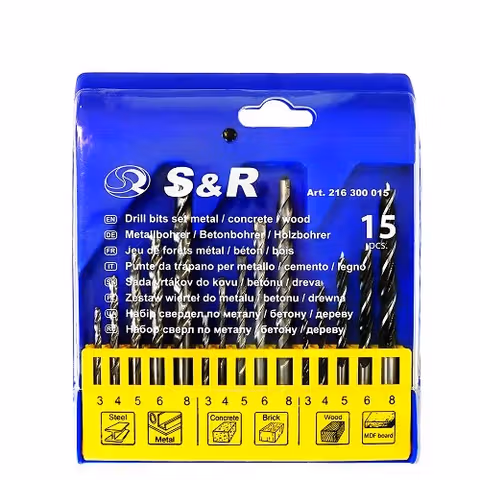 Набір свердел комбінований S & R 15 шт.