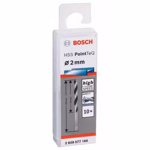 Сверла по металлу Bosch HSS Point TeQ 2.0 мм, 10 шт